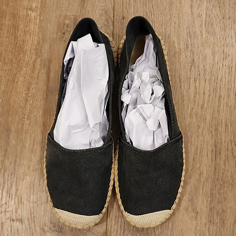 Laro Espadrilles Shoes Made in Spain Black Tan Vacation Beachy size 38 or 7.5-8